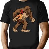 Bigfoot Carrying Chicken Funny Sasquatch Gift T-Shirt - Black