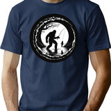 Bigfoot Fishing T-Shirt - Retro Graphic Tee for Men & Women - Navy