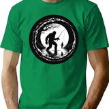 Bigfoot Fishing T-Shirt - Retro Graphic Tee for Men & Women - Green