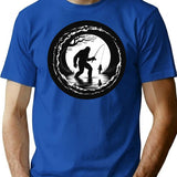 Bigfoot Fishing T-Shirt - Retro Graphic Tee for Men & Women - Blue