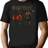 Bigfoot Grabbed My Wiener T-Shirt - Retro Graphic Tee for Men & Women - Black