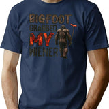 Bigfoot Grabbed My Wiener T-Shirt - Retro Graphic Tee for Men & Women - Navy