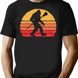 Bigfoot Lacrosse Stick Vintage Surf Sun Funny Lax T-Shirt for Men & Women, T-Shirts Graphic Tee - Black