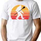 Bigfoot Lacrosse Stick Vintage Surf Sun Funny Lax T-Shirt for Men & Women, T-Shirts Graphic Tee - White