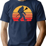 Bigfoot Lacrosse Stick Vintage Surf Sun Funny Lax T-Shirt - Navy