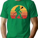 Bigfoot Lacrosse Stick Vintage Surf Sun Funny Lax T-Shirt - Green