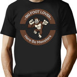 Bigfoot Lover Here Be Monsters T-Shirt - Retro Graphic Tee for Men & Women - Black