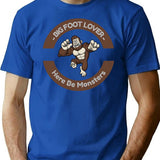 Bigfoot Lover Here Be Monsters T-Shirt - Retro Graphic Tee for Men & Women - Blue