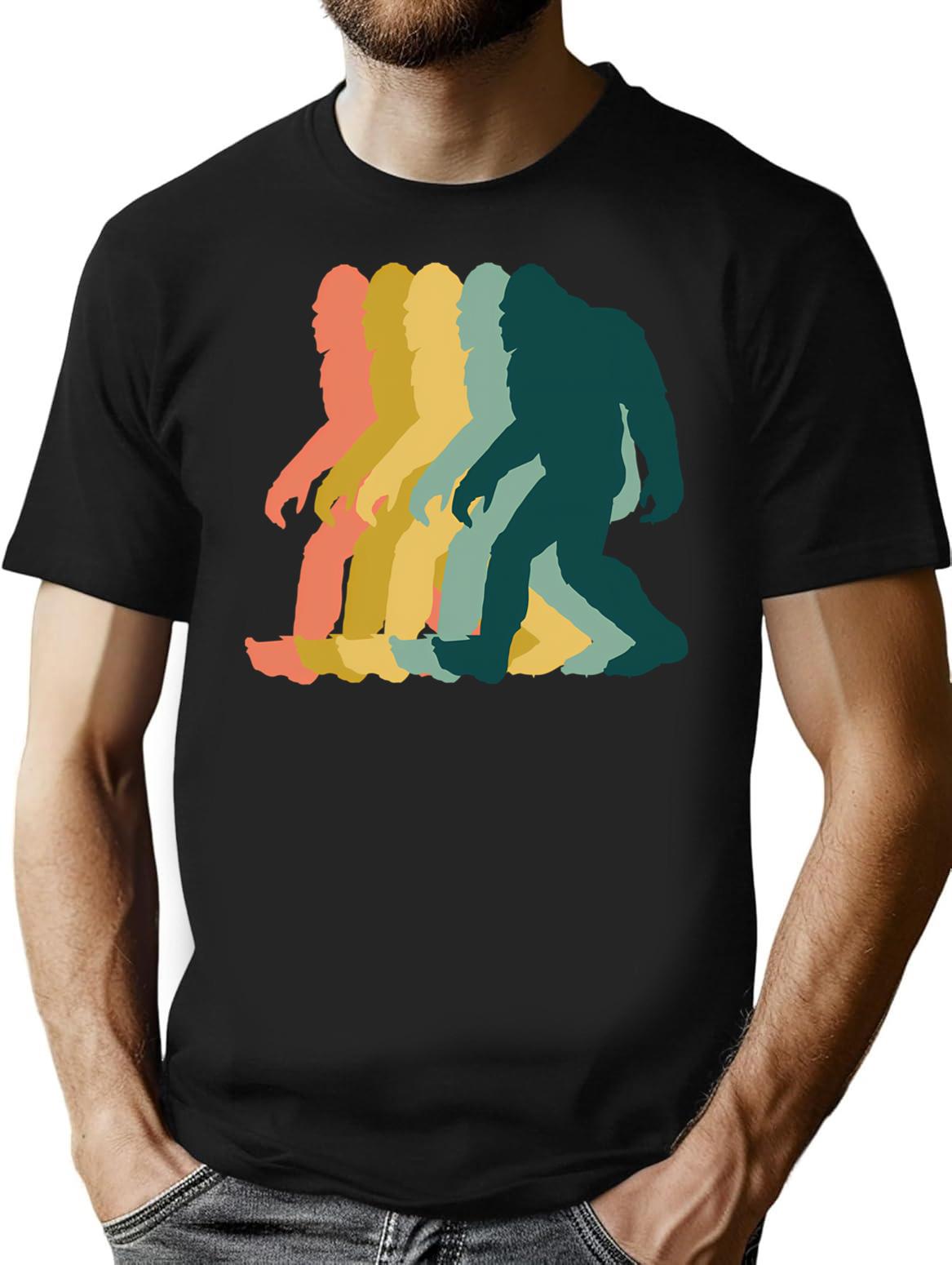 Bigfoot Retro Vintage T-Shirt - Retro Graphic Casual Tee - Black