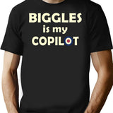 Biggles Is My Copilot T-Shirt - Retro Graphic Tee for Men & Women - Black