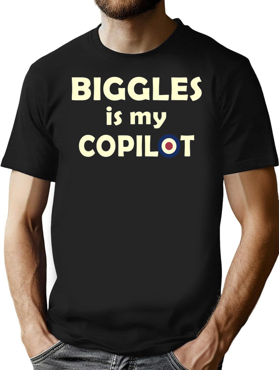 Biggles Is My Copilot T-Shirt - Retro Graphic Tee for Men & Women - Black