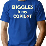 Biggles Is My Copilot T-Shirt - Retro Graphic Tee for Men & Women - Blue