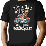 Biker Girl T-Shirt - Retro Graphic Tee for Men & Women - Black