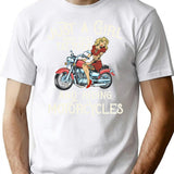 Biker Girl T-Shirt - Retro Graphic Tee for Men & Women - White
