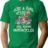 Biker Girl T-Shirt - Retro Graphic Tee for Men & Women - Green