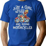 Biker Girl T-Shirt - Retro Graphic Tee for Men & Women - Blue