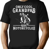 Biker Papa Only Cool Grandpas Ride Motorcycles Vintage Motorcycle Grandpa Funny Gift T-Shirt - Black