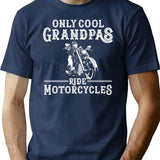 Biker Papa Only Cool Grandpas Ride Motorcycles Vintage Motorcycle Grandpa Funny Gift T-Shirt - Navy
