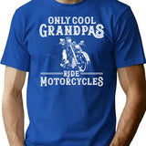 Biker Papa Only Cool Grandpas Ride Motorcycles Vintage Motorcycle Grandpa Funny Gift T-Shirt - Blue