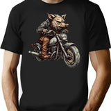 Biker Wild Hog T-Shirt - Retro Graphic Tee for Men & Women - Black
