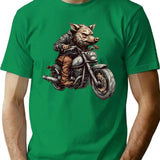 Biker Wild Hog T-Shirt - Retro Graphic Tee for Men & Women - Green