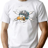 Bird Logo Eagle Vintage Distressed T-Shirt - Retro Graphic Casual Tee - White