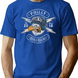 Bird Logo Eagle Vintage Distressed T-Shirt - Retro Graphic Casual Tee - Blue
