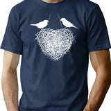 Birds Nest Built With Love T-Shirt for Men & Women, T-Shirts Graphic Tee - Navy