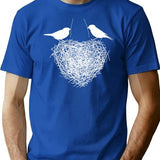 Birds Nest Built With Love T-Shirt for Men & Women, T-Shirts Graphic Tee - Blue