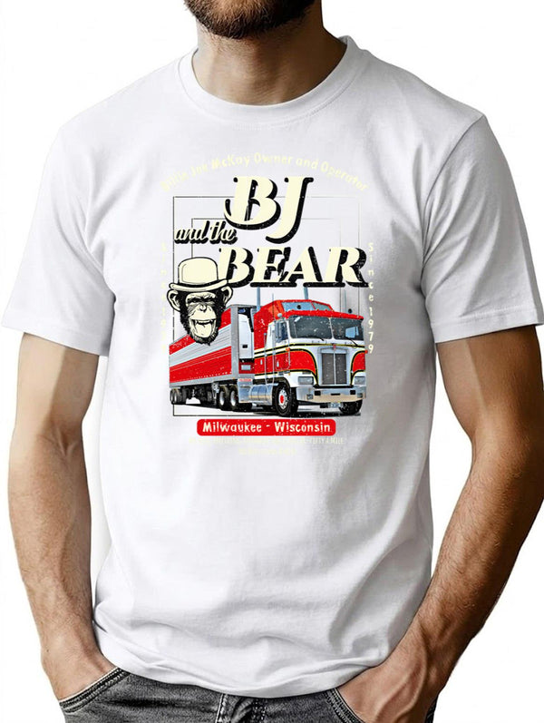 Bj And The Bear Trucking Company T-Shirt for Men & Women, T-Shirts Graphic Tee - White