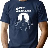 Black And White Pet Design Art Sematary Love Meows Halloween . T-Shirt for Men & Women, T-Shirts Graphic Tee - Navy