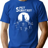 Black And White Pet Design Art Sematary Love Meows Halloween . T-Shirt for Men & Women, T-Shirts Graphic Tee - Blue