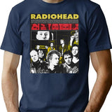 Black Indie Minimalist Rock Poster T-Shirt - Retro Graphic Tee for Men & Women - Navy