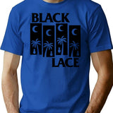 Black Lace T-Shirt - Retro Graphic Tee for Men & Women - Blue