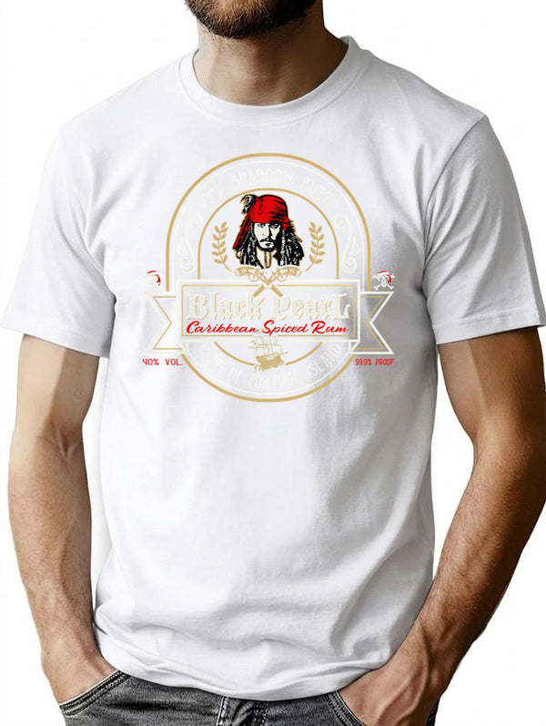 Black Pearl Rum T-Shirt for Men & Women, T-Shirts Graphic Tee - White