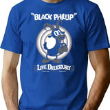 Black Phillip - Vintage Cartoon - Witch - Goth Occult - Live Deliciously T-Shirt for Men & Women, T-Shirts Graphic Tee - Blue