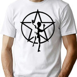 Black Starman T-Shirt - Retro Graphic Tee for Men & Women - White