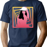 Blackout T-Shirt - Retro Graphic Tee for Men & Women - Navy