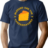 Blessed Are The Cheesemakers T-Shirt - Retro Graphic Tee for Men & Women - Navy