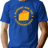Blessed Are The Cheesemakers T-Shirt - Retro Graphic Tee for Men & Women - Blue