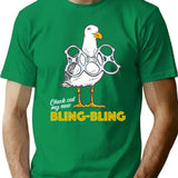 Bling Bling Seagull T-Shirt for Men & Women, T-Shirts Graphic Tee - Green