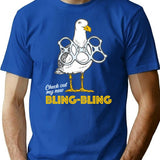 Bling Bling Seagull T-Shirt for Men & Women, T-Shirts Graphic Tee - Blue