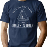 Boats N Hoes T-Shirt - Retro Graphic Tee for Men & Women - Navy