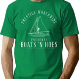 Boats N Hoes T-Shirt - Retro Graphic Tee for Men & Women - Green