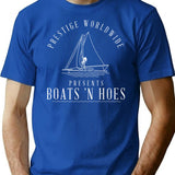 Boats N Hoes T-Shirt - Retro Graphic Tee for Men & Women - Blue