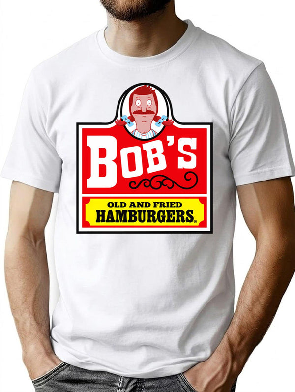 Bob'S Old Fried Burgers T-Shirt for Men & Women, T-Shirts Graphic Tee - White