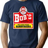 Bob'S Old Fried Burgers T-Shirt for Men & Women, T-Shirts Graphic Tee - Navy