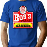 Bob'S Old Fried Burgers T-Shirt for Men & Women, T-Shirts Graphic Tee - Blue