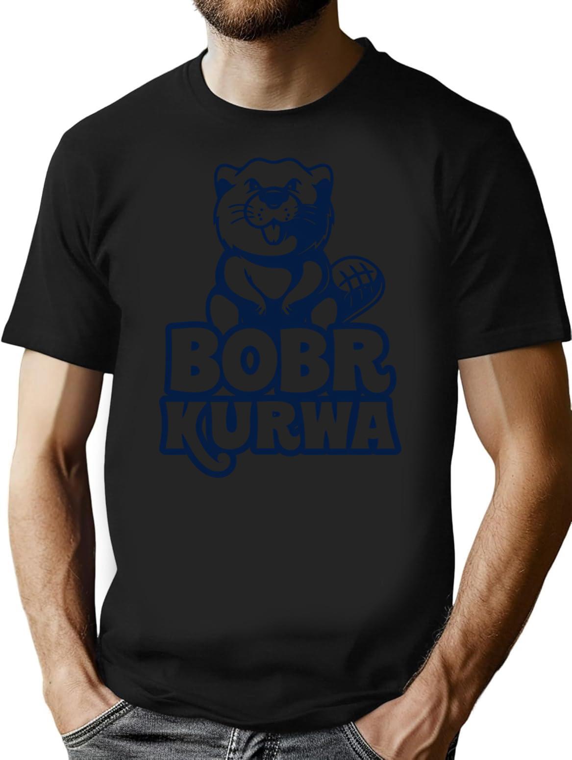 Bobr Kurwa (1) T-Shirt - Retro Graphic Tee for Men & Women - Black