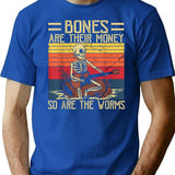 Bones Are Their Money Skeleton Playing Guitar Retro Vintage (4) T-Shirt - Blue